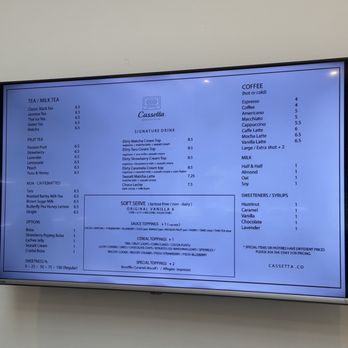Cassetta - Menu - Coffee & Tea Near Me - Beverly Hills, California