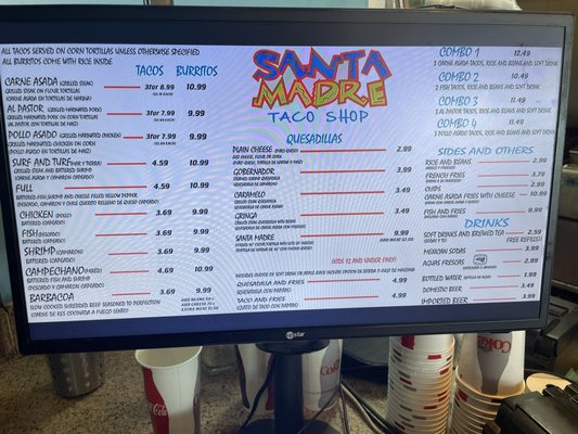 Menu photo 3 Santa Madre Taco Shop Tempe, AZ