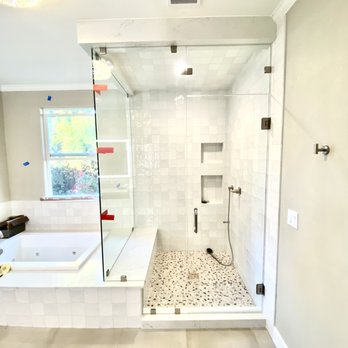 Super Glass - Frameless steam shower door with movable transom above the door - Glass & Mirrors Near Me - San Jose, California Super Glass - Frameless steam shower door with movable transom above the door - Glass & Mirrors Near Me - San Jose, California
