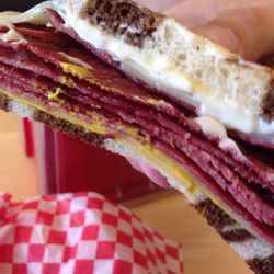 Great East Butcher Company - Pastrami on marble rye.