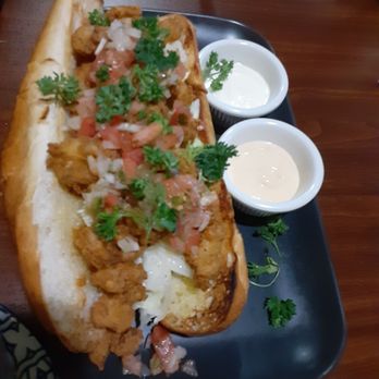 Fat Stork - Shrimp po boy (baby shrimp & too much bread) - New American Near Me - Davie, Florida Fat Stork - Shrimp po boy (baby shrimp & too much bread) - New American Near Me - Davie, Florida