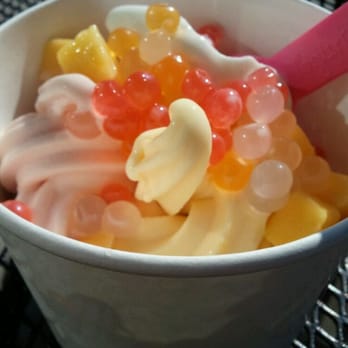 Yogurtland - My usual: regular, mango, n guava tart flavored froyo w/strawberry,mango, n lychee flavored liquid balls n chopped mangos - Ice Cream & Frozen Yogurt Near Me - Milpitas, California Yogurtland - My usual: regular, mango, n guava tart flavored froyo w/strawberry,mango, n lychee flavored liquid balls n chopped mangos - Ice Cream & Frozen Yogurt Near Me - Milpitas, California