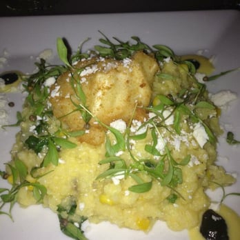 Dirt Candy - Tempura fried egg over soft polenta - Vegetarian Near Me - New York, New York Dirt Candy - Tempura fried egg over soft polenta - Vegetarian Near Me - New York, New York