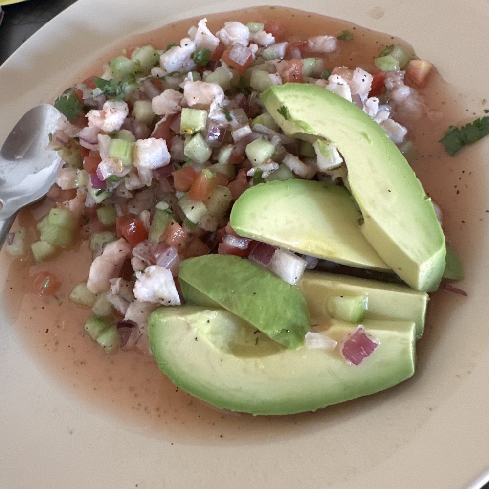 Ceviche with Avocado (not showing full tostada, this was what I set aside for my meal) Ceviche with Avocado (not showing full tostada, this was what I set aside for my meal)