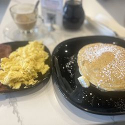 Cortado Cafe - Blueberry Pancakes, eggs and turkey bacon