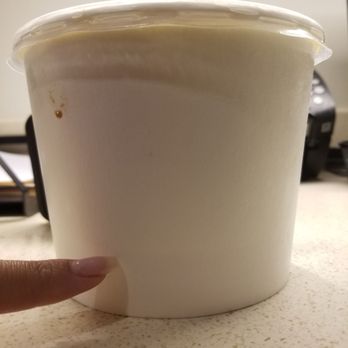 Marugame Udon - Pointing to how much of container has broth - Japanese Near Me - Honolulu, Hawaii