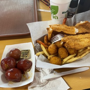 Shrimp N Stuff - Fried Catfish, fried shrimp, and hush puppies with fries. And potato's on the side. - Seafood Near Me - Galveston, Texas Shrimp N Stuff - Fried Catfish, fried shrimp, and hush puppies with fries. And potato's on the side. - Seafood Near Me - Galveston, Texas