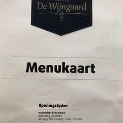 Brasserie De Wijngaard - Menu