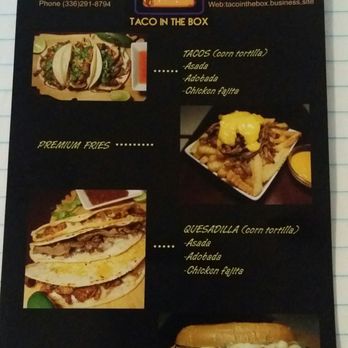 Taco in the Box - Menu - Mexican Near Me - Greensboro, North Carolina Taco in the Box - Menu - Mexican Near Me - Greensboro, North Carolina