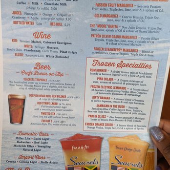 Seacrets - Drink menu as of 6/2022 - Bars Near Me - Ocean City, Maryland