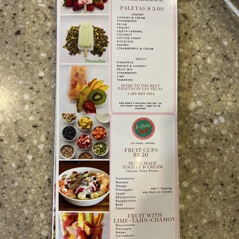 La Paleta - Menu - Ice Cream & Frozen Yogurt Near Me - Las Vegas, Nevada La Paleta - Menu - Ice Cream & Frozen Yogurt Near Me - Las Vegas, Nevada