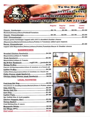 Menu photo 2 Mojo's North Little Rock, AR Menu photo 2 Mojo's North Little Rock, AR