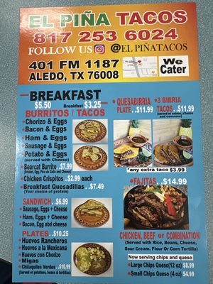 Menu photo 1 El Pina Tacos Aledo, TX Menu photo 1 El Pina Tacos Aledo, TX