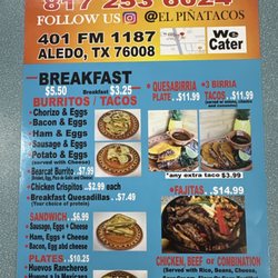 Breakfast menu