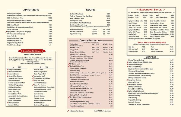 Menu photo 5 Sky Dragon Tucson, AZ