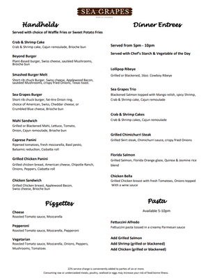Menu photo 1 Sea Grapes Restaurant Indialantic, FL Menu photo 1 Sea Grapes Restaurant Indialantic, FL