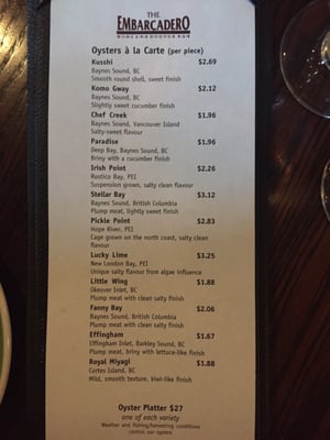 Menu photo 6 Embarcadero Wine & Oyster Bar Calgary, AB