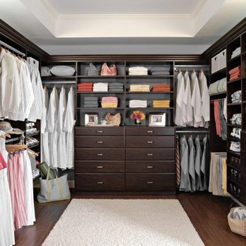 Florida Custom Closets, Kitchen & Bath - Owner's Walk-In Closet - Dark Wood - Home Organization Near Me - Neptune Beach, Florida Florida Custom Closets, Kitchen & Bath - Owner's Walk-In Closet - Dark Wood - Home Organization Near Me - Neptune Beach, Florida