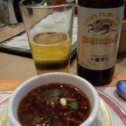 Royal Cantonese Restaurant - Dark and meaty hot and sour soup with my favorite imported pilsner, Kirin Ichiban