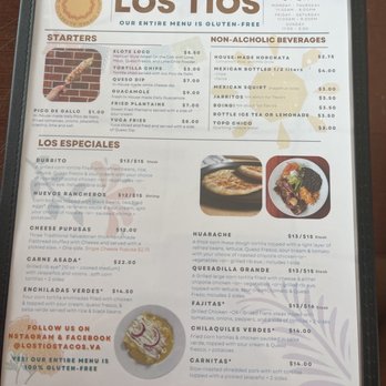 Los Tios - Menu - Gluten-Free Near Me - Prince George, Virginia
