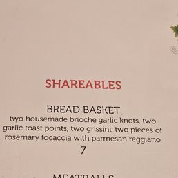$7 for bread at this place. Unlike every other Italian restaurant where it's free!