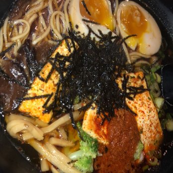 Artisan Ramen - Vegetarian Ramen (normal noodle and tofu). The red sauce was level 2 and pretty spicy. Like more than jalapeño spice idk - Asian Fusion Near Me - Milwaukee, Wisconsin