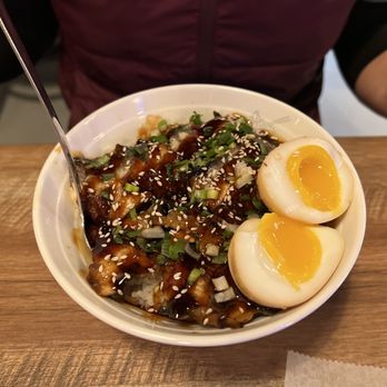 Aoyama Ramen Shawnee - Beef Sukiyaki Don with an egg on the side. - Japanese Near Me - Shawnee, Kansas Aoyama Ramen Shawnee - Beef Sukiyaki Don with an egg on the side. - Japanese Near Me - Shawnee, Kansas