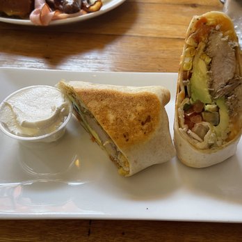 Milkweed - Milkweed burrito (pulled pork, grilled flour tortilla, rice, black beans, roasted corn, pico de gallo, avocado) $10 - New American Near Me - Boston, Massachusetts