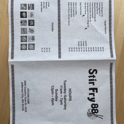 Stir Fry 88 - Menu
