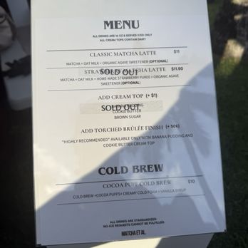 Matcha Et Al - Menu - Pop-Up Restaurants Near Me - Honolulu, Hawaii