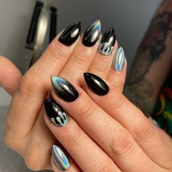 Pink Bamboo Hair & Nails Salon - Holographic drips.