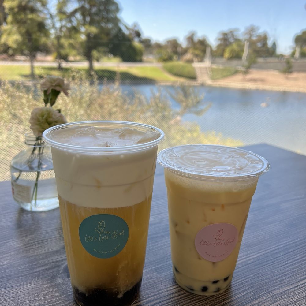 Little Late Bird - Jasmine sea salt cream boba and banana milk boba - Breakfast & Brunch Near Me - San Mateo, California