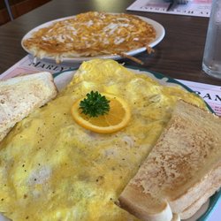 Marly's Restaurant - Ham and Cheese Omelet w/ loaded Hash Browns