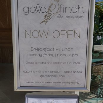 Gold Finch - Sign and menu sheets at the entrance - Delis Near Me - San Diego, California Gold Finch - Sign and menu sheets at the entrance - Delis Near Me - San Diego, California