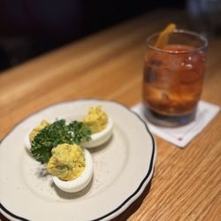 Hillstone Restaurant - Deviled eggs and an Old Fashioned