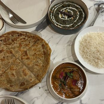Ssaanjh Indian - Aloo Paratha Palak Paneer Jaipuri Lal Maas Steamed Rice - Indian Near Me - Brookline, Massachusetts Ssaanjh Indian - Aloo Paratha Palak Paneer Jaipuri Lal Maas Steamed Rice - Indian Near Me - Brookline, Massachusetts