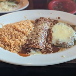 El Toro Loco - Rice, beef enchilada and chili pepper