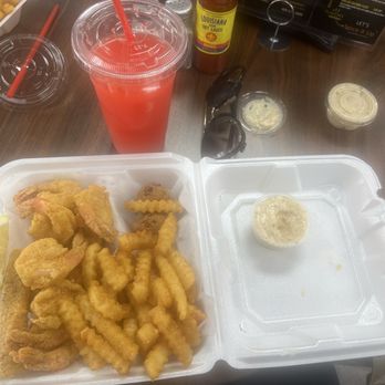 Spice It Up Seafood & Grill - 3 piece shrimp and catfish strips w kool-aid. - Seafood Near Me - Cedar Hill, Texas Spice It Up Seafood & Grill - 3 piece shrimp and catfish strips w kool-aid. - Seafood Near Me - Cedar Hill, Texas
