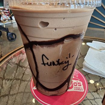 Rainbeau Jo's - Funky monkey- coffee, banana, peanut butter and chocolate - Coffee & Tea Near Me - Lihue, Hawaii Rainbeau Jo's - Funky monkey- coffee, banana, peanut butter and chocolate - Coffee & Tea Near Me - Lihue, Hawaii
