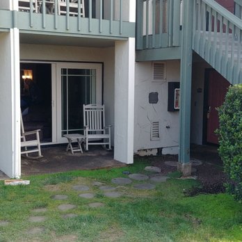 Cavalier Oceanfront Resort - Our Oceanview patio hidfen under the stairs. - Resorts Near Me - San Simeon, California Cavalier Oceanfront Resort - Our Oceanview patio hidfen under the stairs. - Resorts Near Me - San Simeon, California