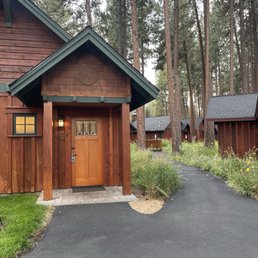 Exterior outside entrance of FivePine Lodge & Conference Center - Cabin. - Sisters, Oregon Exterior outside entrance of FivePine Lodge & Conference Center - Cabin. - Sisters, Oregon