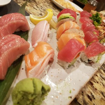 Ariake - Toro maguro, sake, hamachi. Presentation was great, but none were particularly memorable and seemed to be dull in quality and flavor. - Japanese Near Me - Reston, Virginia