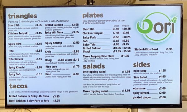 Menu photo 3 Oori Triangles Albany, CA