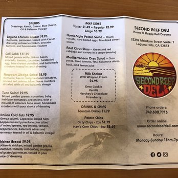 Second Reef Deli - Second Reef Deli Menu - Delis Near Me - Laguna Hills, California Second Reef Deli - Second Reef Deli Menu - Delis Near Me - Laguna Hills, California