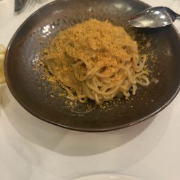 Spaghittusu cun Allu Ollu e Bottariga, probably the best out of the 3 we ordered. It was good, but not super good. Spaghittusu cun Allu Ollu e Bottariga, probably the best out of the 3 we ordered. It was good, but not super good.