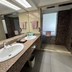 Hotel Riu Cancun - Nice big bathroom and great showerhead!