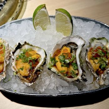 Wagyu Place - Kumamoto oysters with Uni and salmon roe - Barbeque Near Me - Flushing, New York Wagyu Place - Kumamoto oysters with Uni and salmon roe - Barbeque Near Me - Flushing, New York