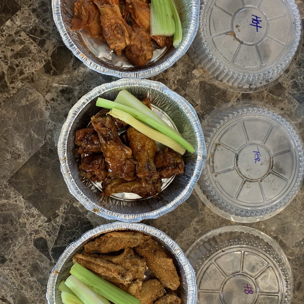Chicken And Burgers - Left are the Buffalo Hot, center are the Teriyaki, and on the right are the House Rub. (Accompanied by celery that actually has a crunch). - Chicken Wings Near Me - Baldwin Place, New York Chicken And Burgers - Left are the Buffalo Hot, center are the Teriyaki, and on the right are the House Rub. (Accompanied by celery that actually has a crunch). - Chicken Wings Near Me - Baldwin Place, New York