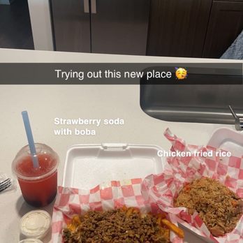 Sweet Escape - Carne asada fríes, chicken fried rice, soda lemonade with boba - Bubble Tea Near Me - Humble, Texas