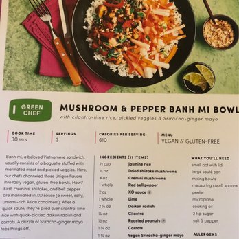 Green Chef - Recipe we didn't get to try - Food Delivery Services Near Me